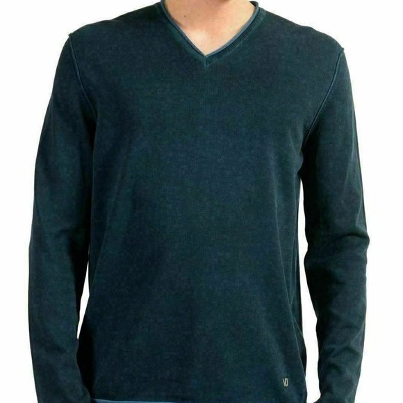 Versace Jeans Men's Blue V-Neck Light Sweater